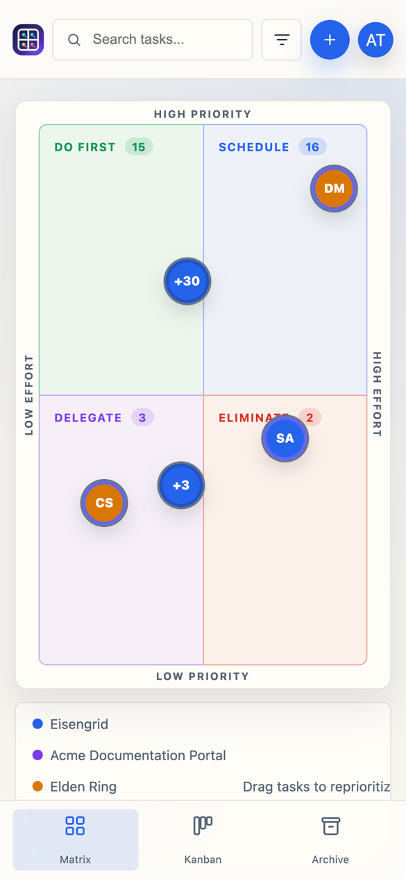 Eisengrid mobile matrix view